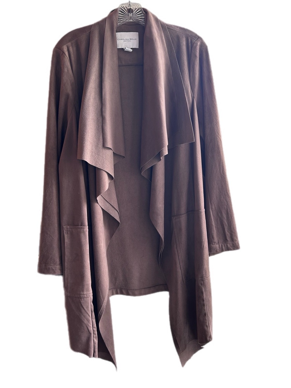 Carolina Belle Suede-Like Taupe Open Jacket - Picture 2 of 7